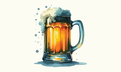 free drink, watercolor mugs of beer