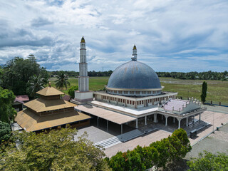 Blue Dome Mosque Labui Pidie and Traditional Mosque in Rural Aceh, Indonesia