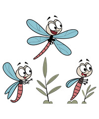 A cute dragonfly Cartoon Character