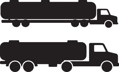 Two Black Silhouette Tanker Trucks