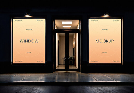 2 Outdoor Window Posters Mockup