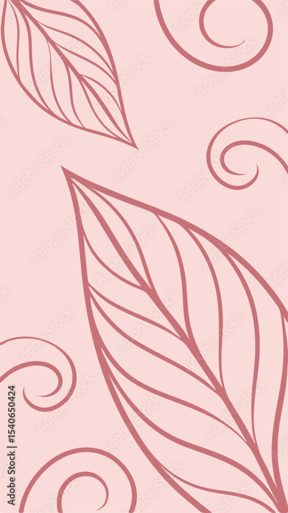 Poster elegant botanical leaf and swirl design with soft colors for various design projects