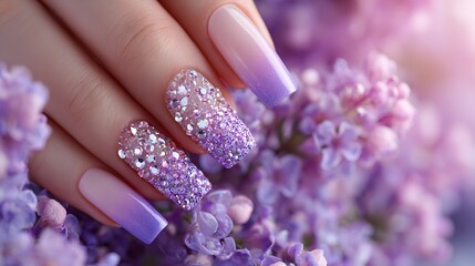 close-up of modern manicure, nail design, Professional hand care