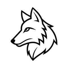 black outline vector illustration of side view of a wolf head on white background.eps