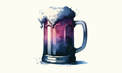 free drink, watercolor mugs of beer