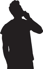 Vector; silhouette of a portrait of a man with a pensive expression