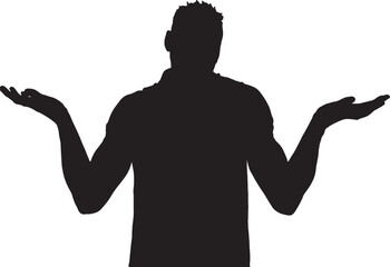 Vector; silhouette of a Waist and shoulders portrait of a man with a doubtful expression