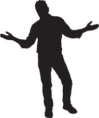 Vector; silhouette of a man standing with a doubtful expression