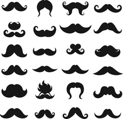 Art Deco Vintage Mustache Vector Set