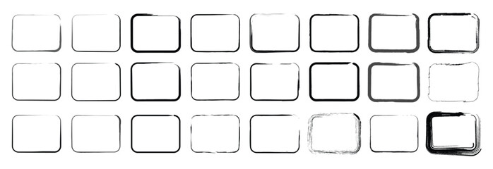 Collection of vibrant and black square shapes with rough brush outlines, perfect for creative textures, digital backgrounds, and artistic design use.

