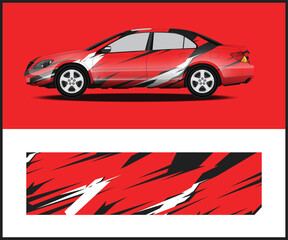 Red and Black Checkered Racing Car Wrap Design