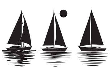 Fototapeta premium minimalistic sailboat vector illustrations with reflections, ideal for nautical designs