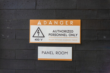 Naklejka premium Warning Sign for Electrical Hazard Zone and Panel Room Access