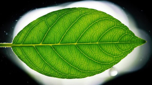 Leaf Veins Against Dark Backdrop Showing Intricate Details
