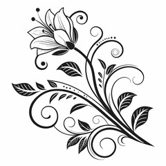 Ornate Black and White Floral Design