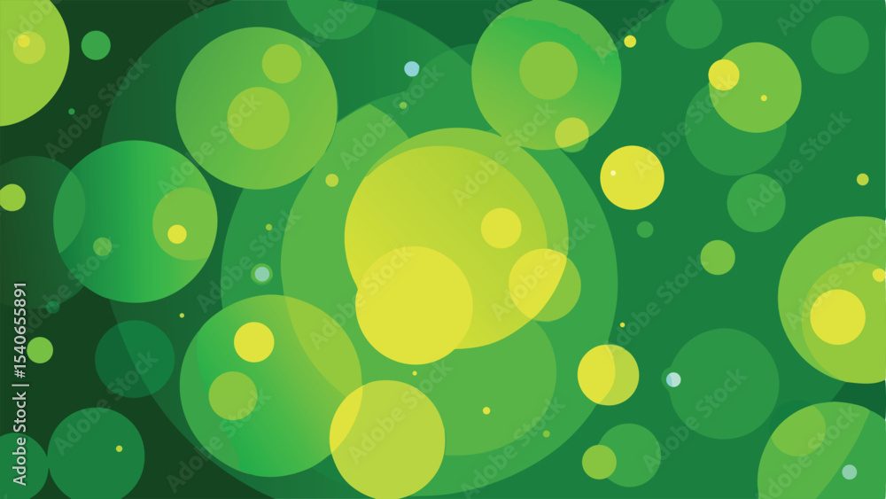 Poster green and yellow overlapping circles illustration with transparency for design projects