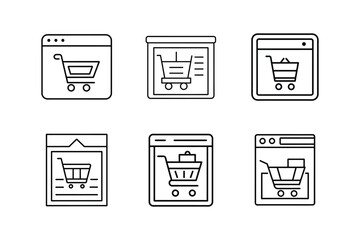checkout page icon line art vector illustration