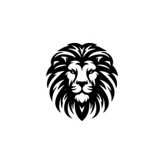 Obraz premium A stylized black and white lion's head, majestic and powerful, in a circular design.