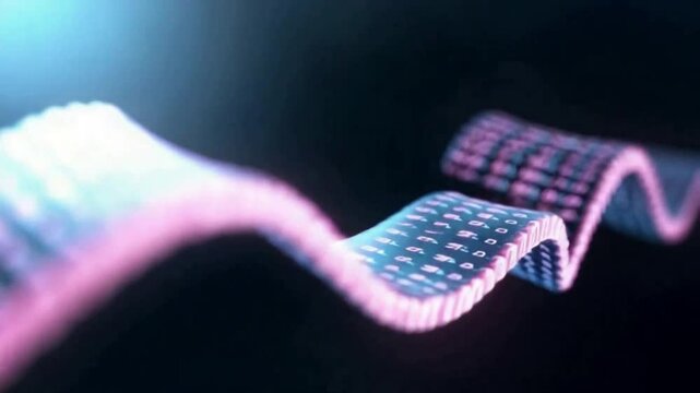 Abstract Ribbons: a dynamic design featuring two sinuous ribbons in shades of purple and blue against a backdrop of gradient darkness. conveying a sense of flowing motion and visual harmony.