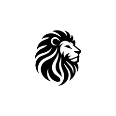 Fototapeta premium A stylized black and white lion's head profile, showcasing strength and elegance.