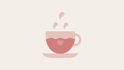 Aromatic pink tea cup with heart design