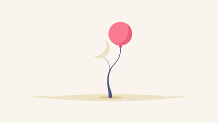 Pink balloon tree minimalist illustration
