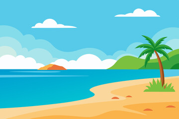 Fototapeta na wymiar tropical beach with palm trees