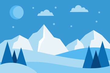 Obraz premium Snowy mountain range winter landscape illustration