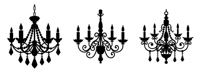 Elegant chandelier lighting fixtures decorative interior design elements silhouette