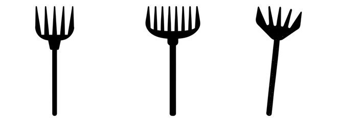 Afro pick comb vector set for hair styling and grooming black silhouette