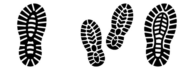 Footprint trail footwear pattern walking track steps print design vector art silhouette