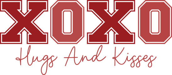 XOXO Hugs and Kisses Sweet Graphic Design for Valentine's Day
