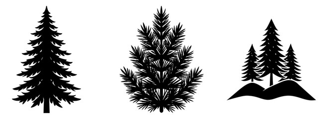 Silhouette evergreen coniferous forest trees vector illustration art © stockpoint