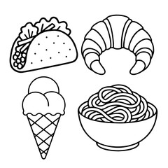 vector illustration of a set of foods and snacks