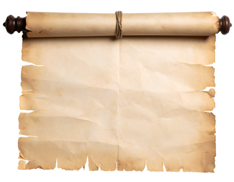 Vintage Paper Scroll with Rolled Edges, Isolated on Transparent Background