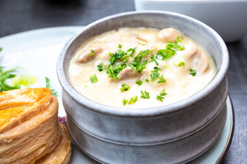 Chicken stew with coockie in Leuven, Flemish Brabant Region, Belgium