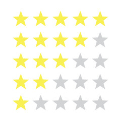 Star icon vector illustration for product review. Rating stars icon 1 to 5 star. Customer feedback review.