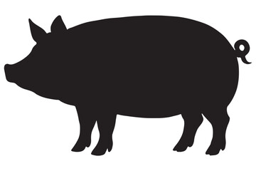 Fototapeta premium silhouette of a pig standing with a curly tail