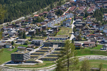 Kampl, Austria - April 19, 2025 - a small town in an alpine valley at Easter time