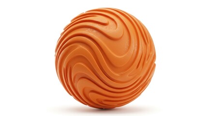 abstract hypnotic orange 3d sphere with animated curve shapes on the surface, isolated on white, 4k seamless loop

