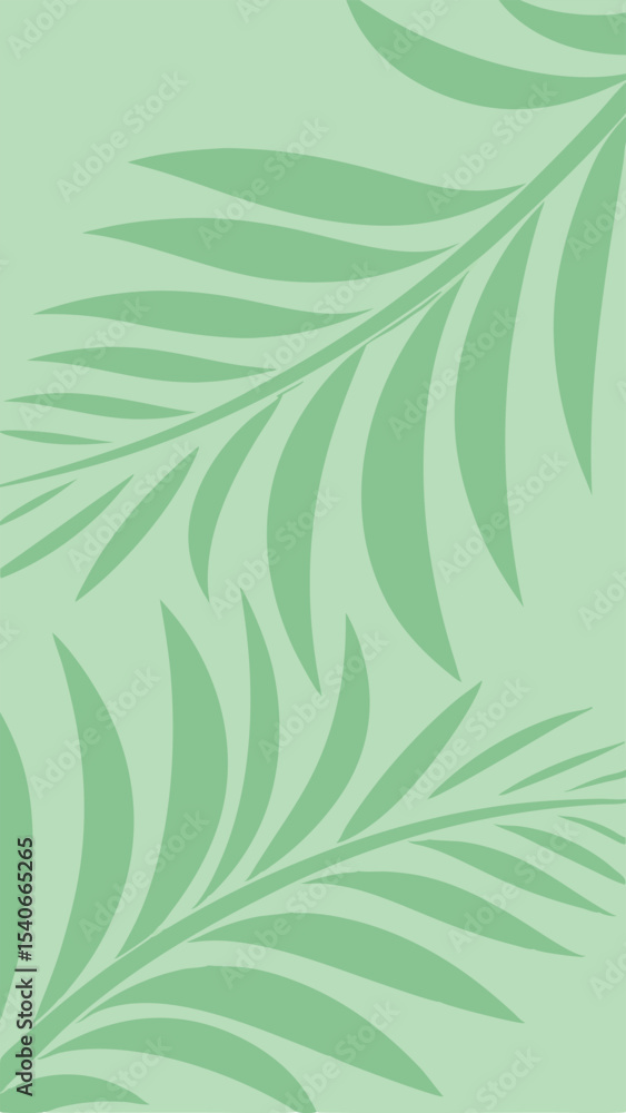 Poster vector illustration of palm leaves in a soft green palette suitable for design projects