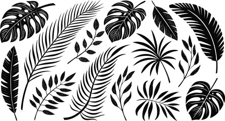 Diverse Tropical Leaf Silhouette Pattern Set