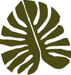 Boho monstera leaf in olive green tones