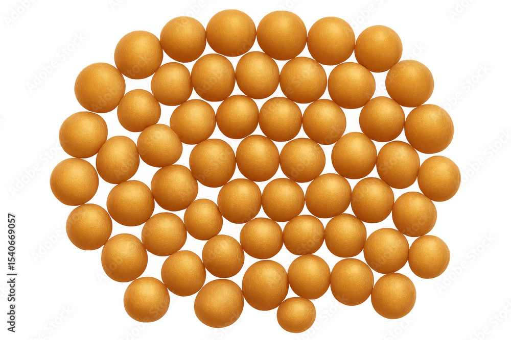 Poster multiple small orange spheres are arranged to create an oval on a transparent background, offering v
