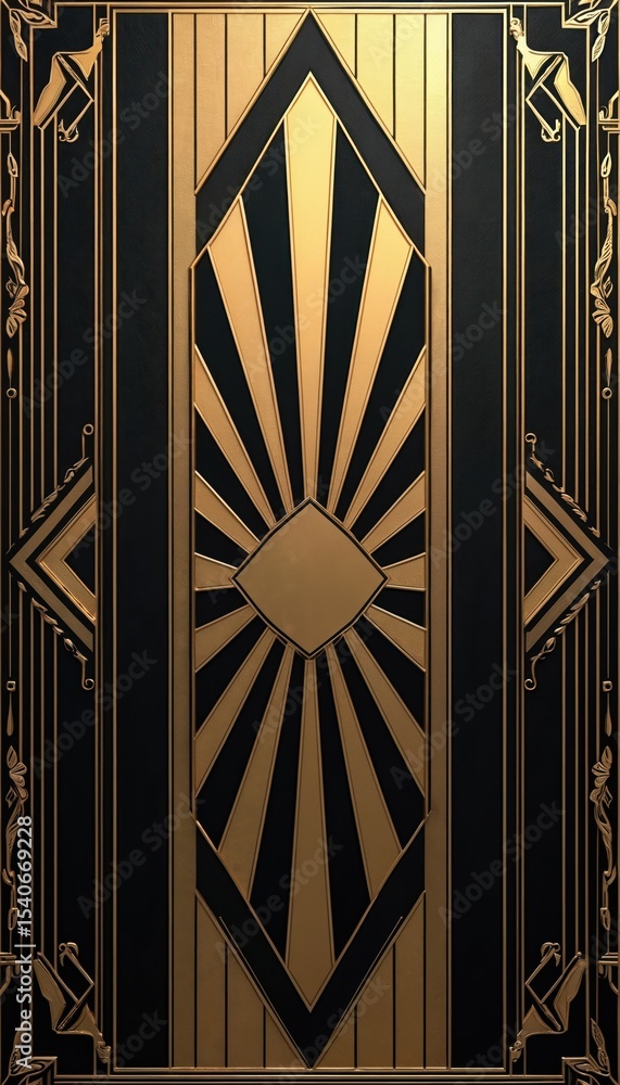 Aufkleber abstract art deco great gatsby 1920s geometric architecture background in black and gold. retro vint