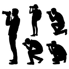 Silhouettes of people taking pictures with cameras