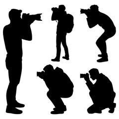 Silhouettes of photographers in various poses