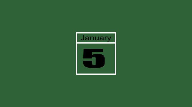5 january calendar icon animation. Boost your productivity and impress clients with this sophisticated calendar animation. Date, day and month.4k video