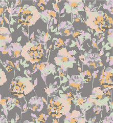 Floral seamless pattern with big flowers and Vector illustration.seamless floral watercolor pattern with garden pink, flowers roses, leaves, branches. Botanic tile, background.