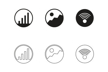 Signal Image Wi-Fi icon symbol black and white icons pack. Mobile phone signal, wi-fi, image icon. Status bar symbol modern, simple, vector, icon for website design, mobile app, ui Vector